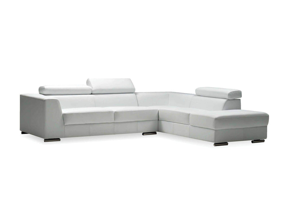 Mobital Leather Sectional White Icon Right Facing Chaise Sectional White Premium Leather with Side Split - Available in 3 Colours