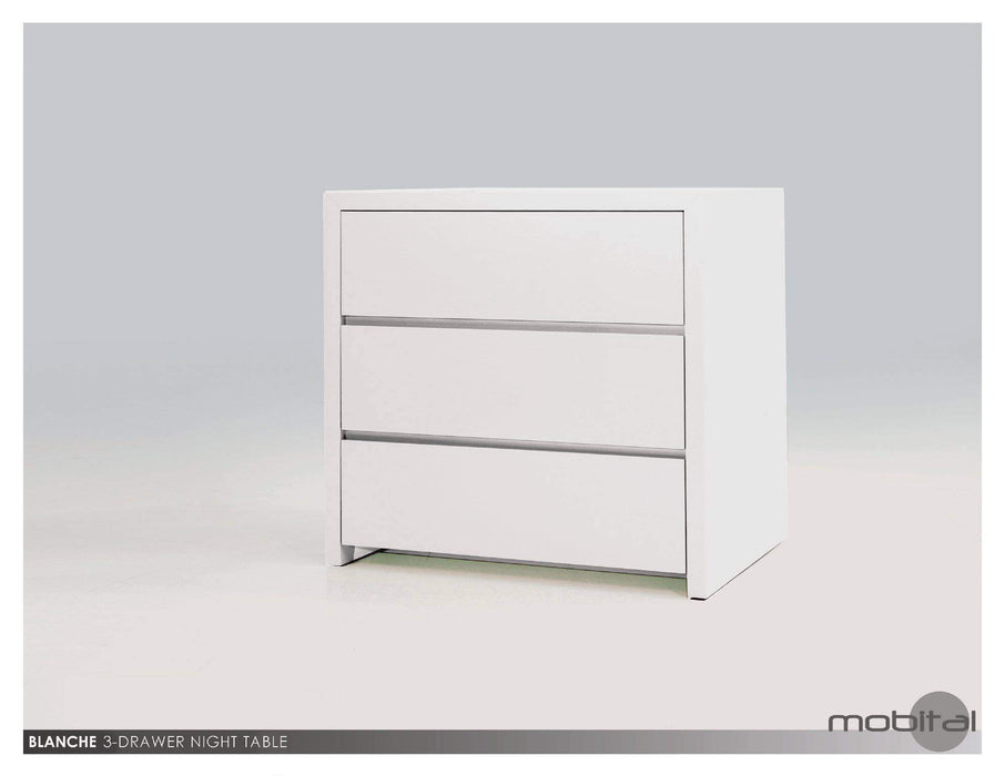 Mobital Nightstand Grey Blanche 3 Drawer Night Table High Gloss Stone - Available in 2 Colours