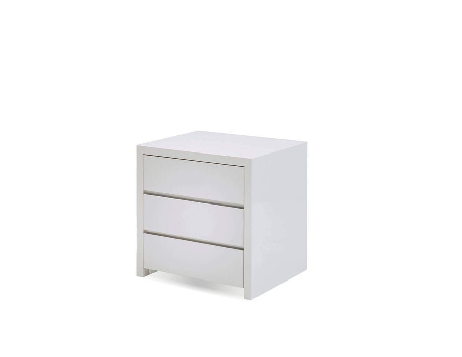 Mobital Nightstand White Blanche 3 Drawer Night Table High Gloss Stone - Available in 2 Colours