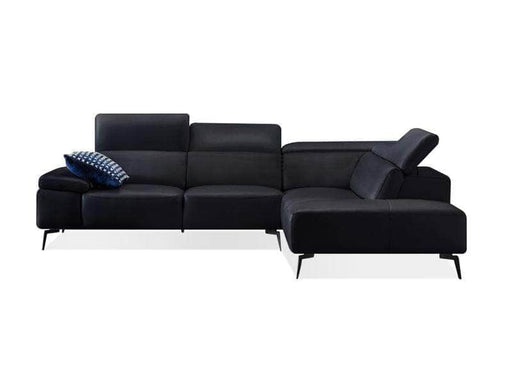 Mobital Sectional Sofa Black Camello Full Semi-Aniline Top Grain Leather Sectional Sofa with Adjustable Headrests And Right Facing Chaise - Available in 2 Colours