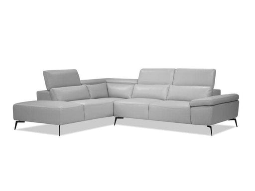 Mobital Sectional Sofa Silver Camello Full Semi-Aniline Top Grain Leather Sectional Sofa with Adjustable Headrests And Left Facing Chaise - Available in 2 Colours