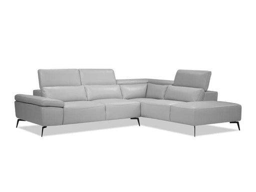 Mobital Sectional Sofa Silver Camello Full Semi-Aniline Top Grain Leather Sectional Sofa with Adjustable Headrests And Right Facing Chaise - Available in 2 Colours