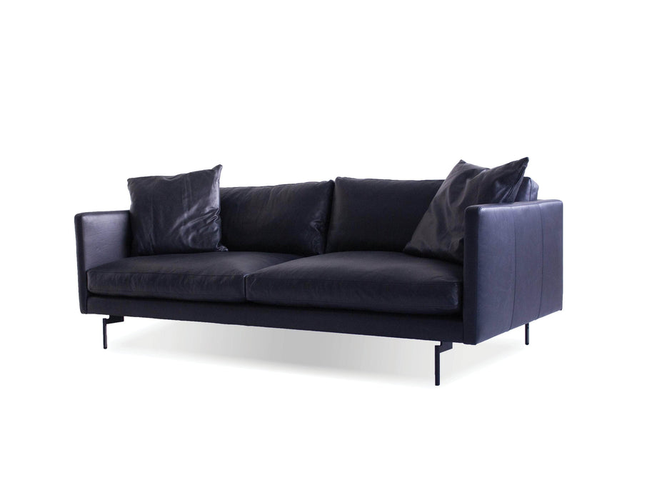 Mobital Sofa Black Tux Leather Sofa with Powder Coated Black Legs - Available in 2 Colours