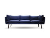 Mobital Sofa Blue Deklan 3 Seater Sofa in Blue Fabric with Black Wooden Legs