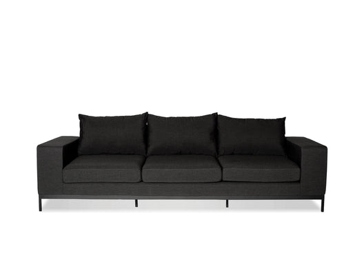Mobital Sofa Charcoal Grey Jericho 3-Seater Sofa with Sunbrella Charcoal Grey Fabric with Black Frame