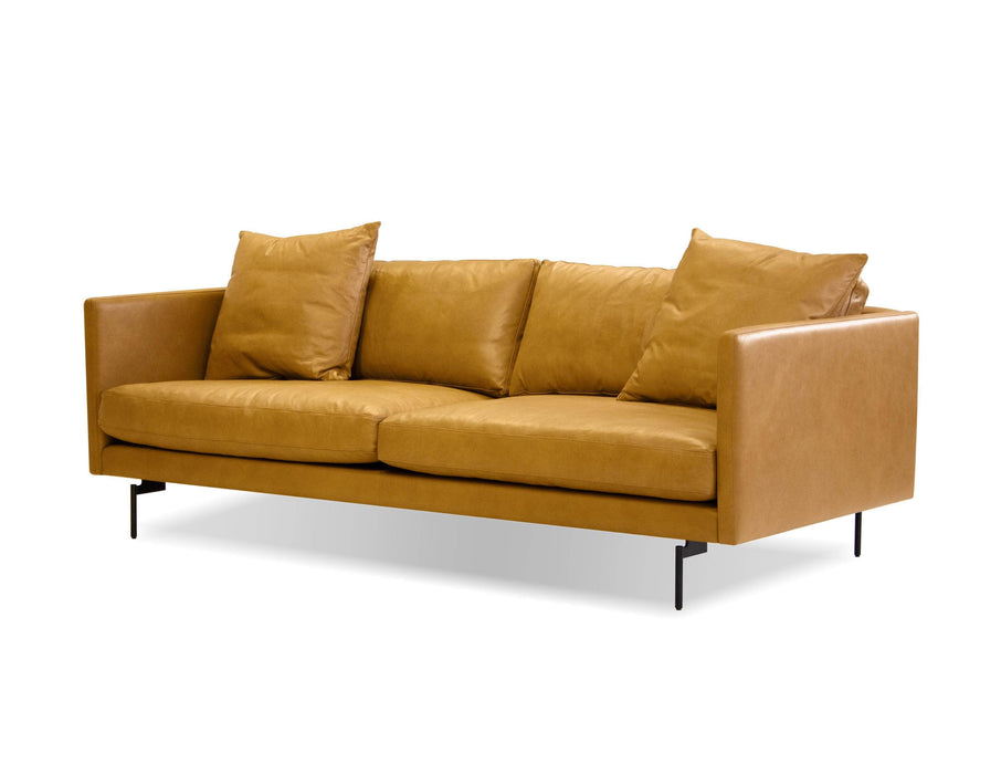 Mobital Sofa Tan Tux Leather Sofa with Powder Coated Black Legs - Available in 2 Colours