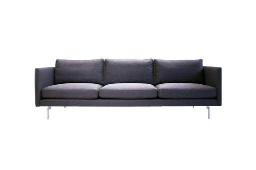 Mobital Sofa Taut 3 Seater Sofa Dark Grey Tweed Fabric with Brushed Stainless Steel Legs