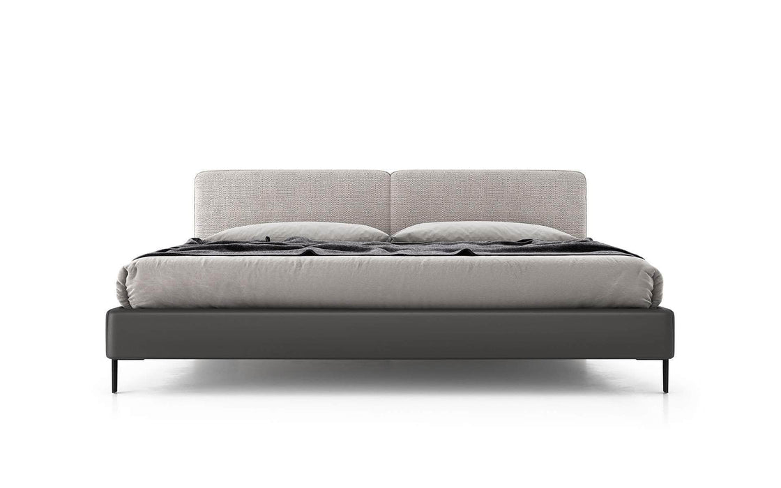 Modloft Bed Cal King Bethune Platform Bed in Gibraltar Fabric and Gunmetal Eco Leather - Available in 3 Sizes