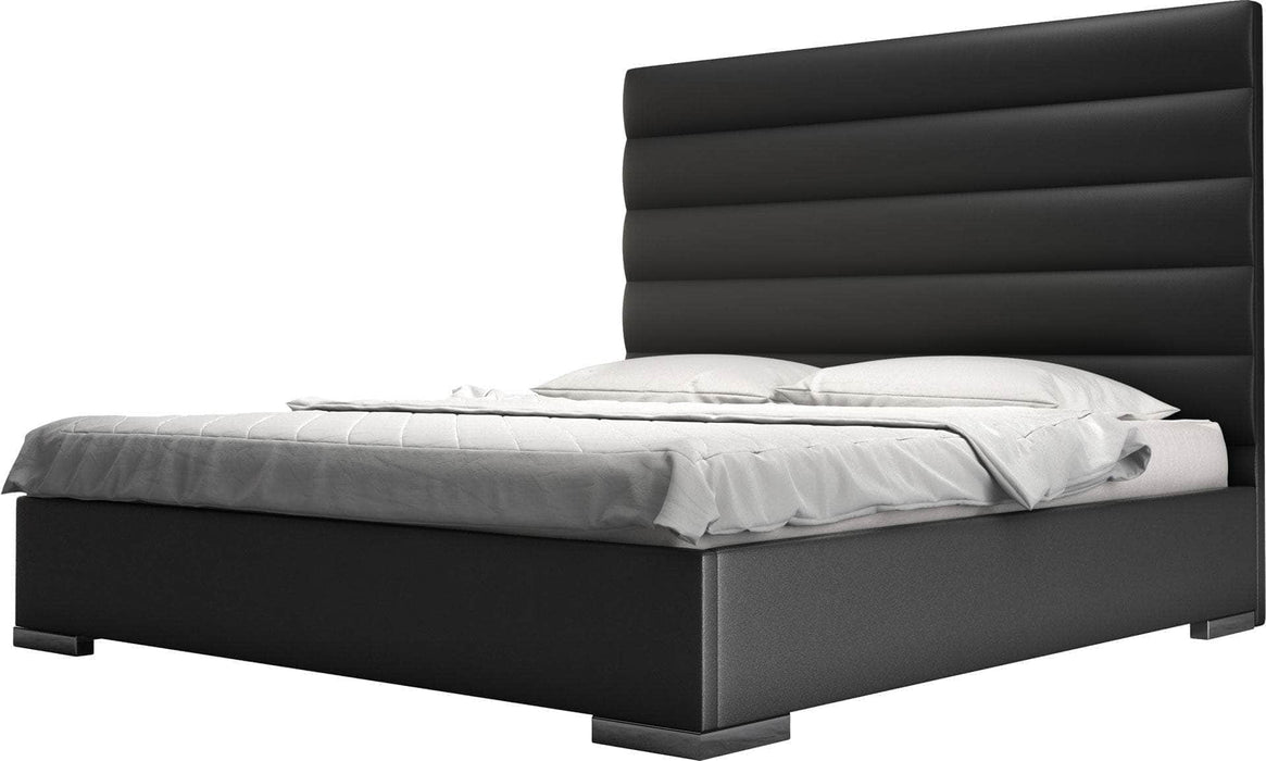 Modloft Bed Cal King / Space Gray Eco Leather Prince Eco Pelle Leather Platform Bed - Available in 3 Colours and 5 Sizes