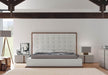 Modloft Bed Ludlow White Leather Platform Bed in Walnut King Size
