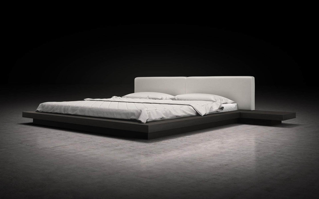 Modloft Bed Pearl Grey Eco Leather/Wenge / Cal King Worth Eco-Leather Platform Bed - Available in 5 Colours and 3 Sizes
