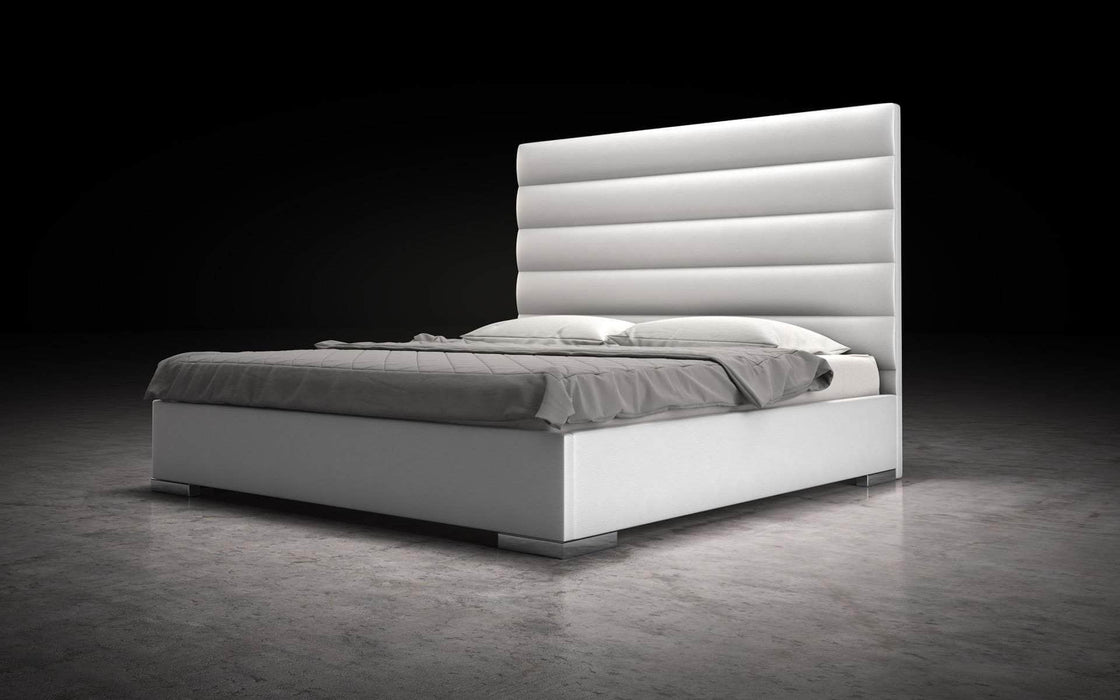 Modloft Bed White Eco Leather / Cal King Prince Eco Pelle Leather Platform Bed - Available in 3 Colours and 5 Sizes