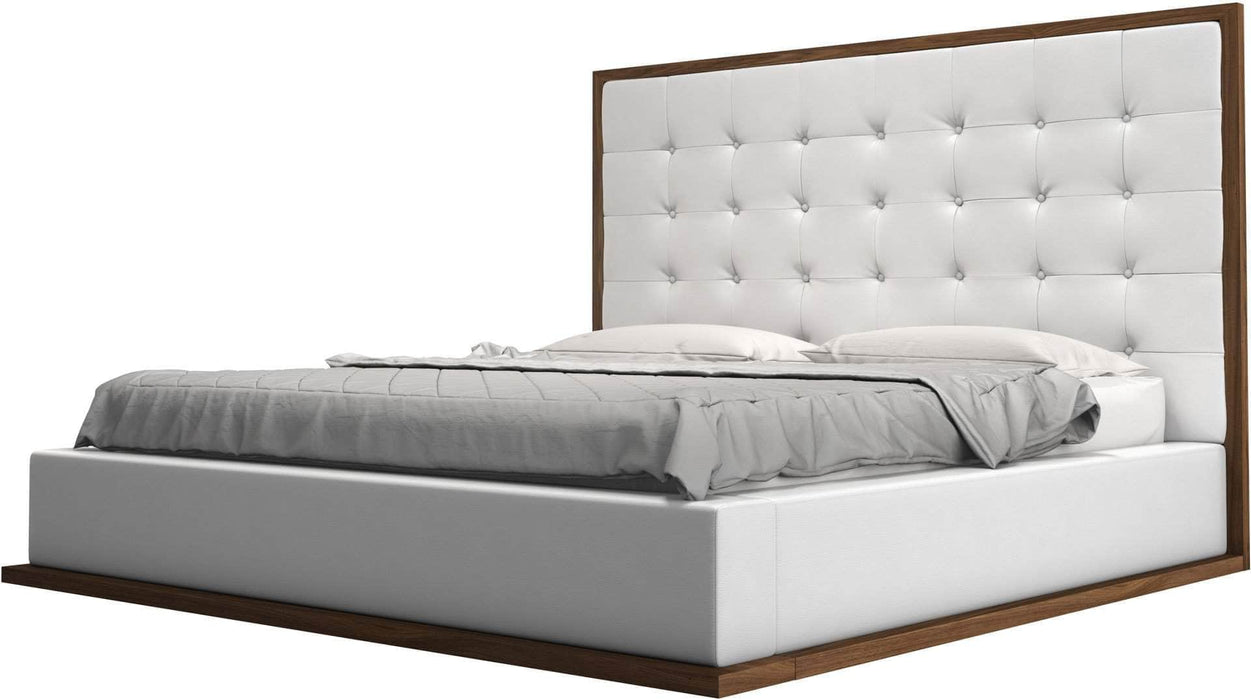 Modloft Bed White Eco Leather/Walnut / Cal King Ludlow Eco-Leather Platform Bed - Available in 3 Colours and 3 Sizes