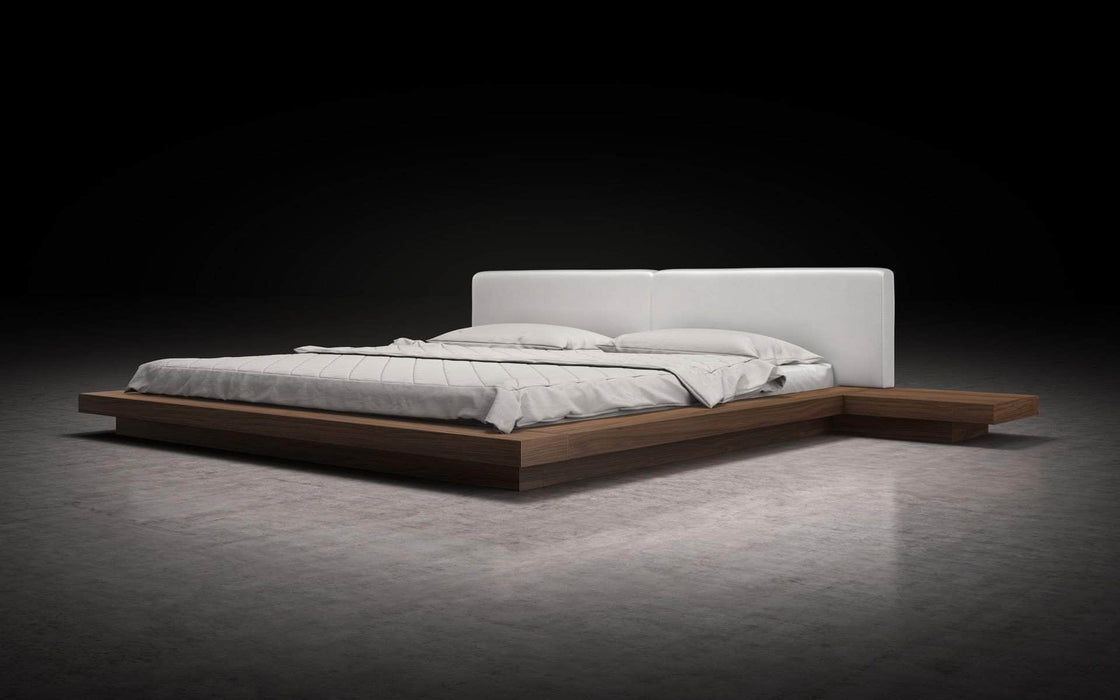 Modloft Bed White Eco Leather/Walnut / Cal King Worth Eco-Leather Platform Bed - Available in 5 Colours and 3 Sizes