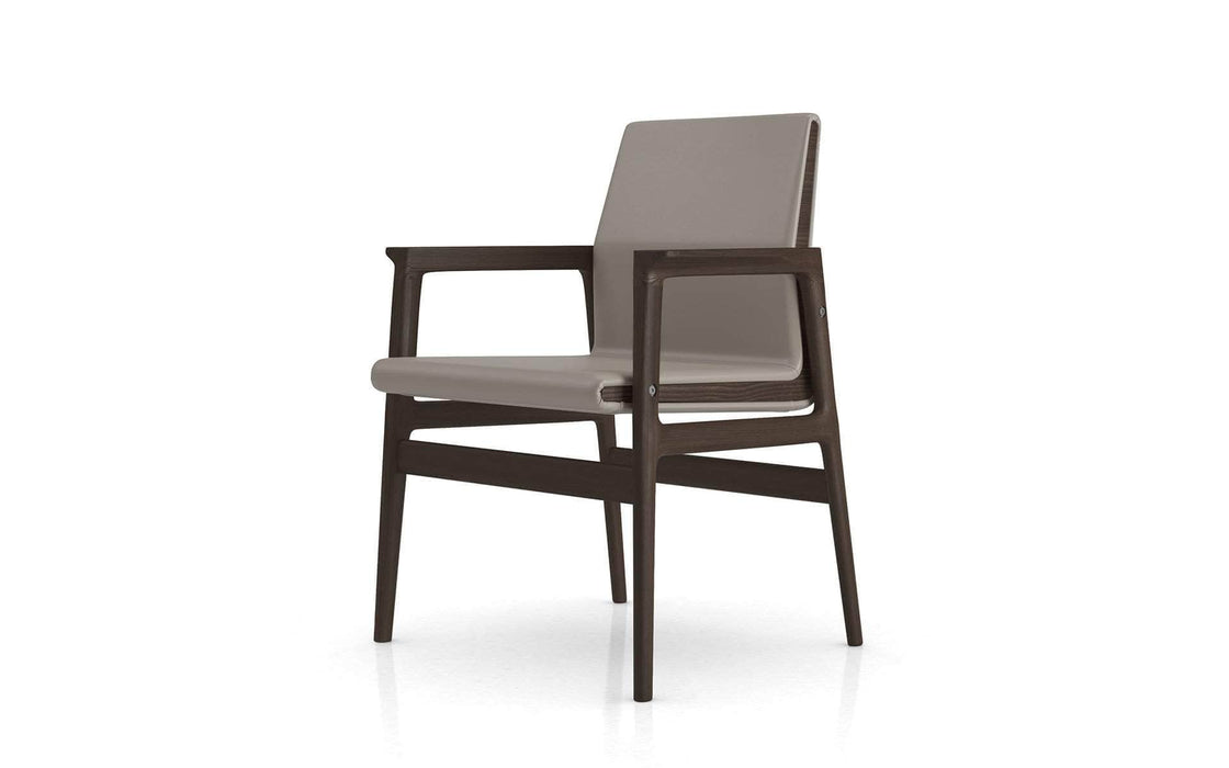 Modloft Dining Chair Stanton Dining Arm Chair in Castle Grey Eco Pelle Leather
