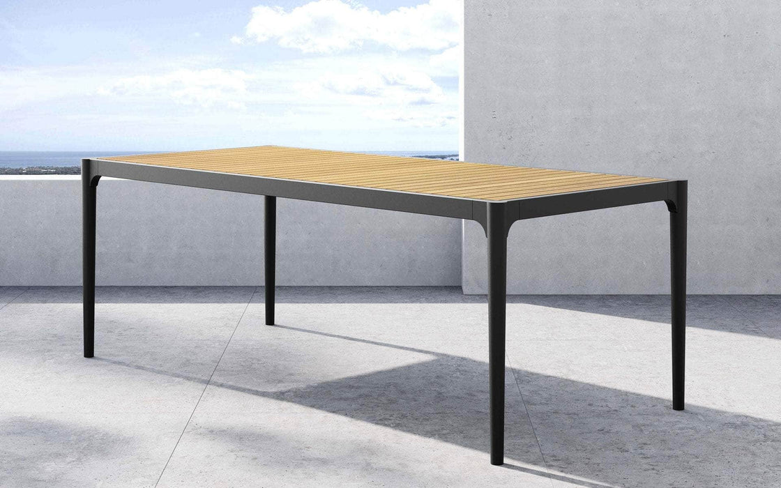 Modloft Dining Table Clifton Outdoor Patio 84 Inch Rectangular Dining Table in Teak