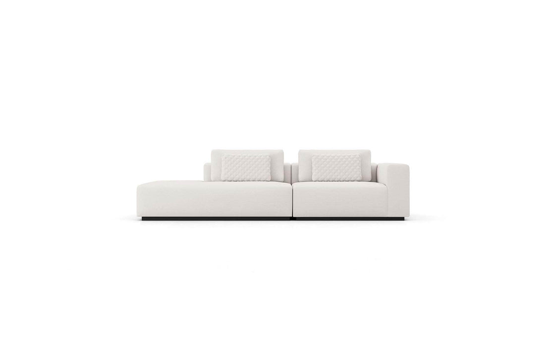 Modloft Loveseat Chalk Fabric / Left Facing Chaise Spruce Modular Loveseat with Large Armless Chair in Chalk Fabric
