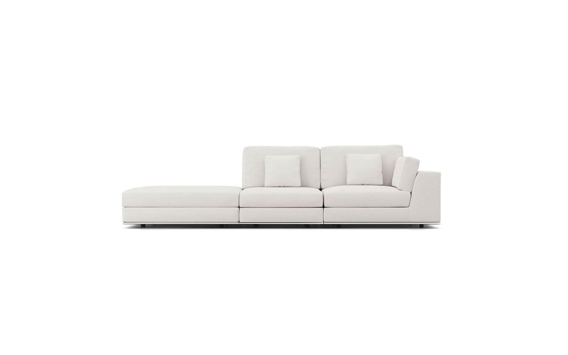 Modloft Loveseat Chalk Fabric / Right Arm Facing Perry Modular One Arm Loveseat with Ottoman - Available in 2 Colours and Configurations