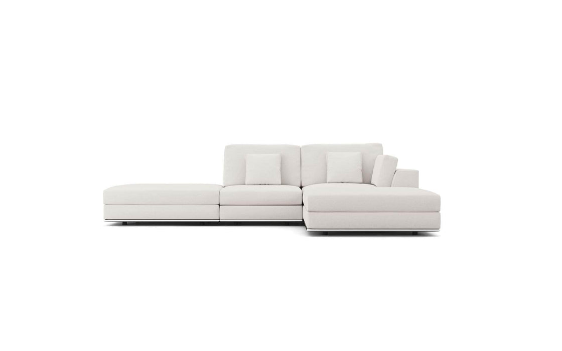 Modloft Sectional Chalk Fabric / Right Facing Chaise Perry Modular Small Sectional Sofa with 2 Ottomans - Available in 2 Colours and Configurations