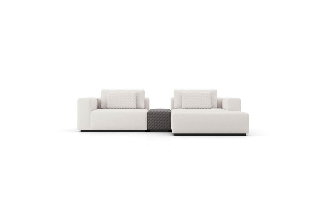 Modloft Sectional Chalk Fabric / Right Facing Chaise Spruce Modular Mini Sectional Sofa with Armrest - Available in 2 Configurations