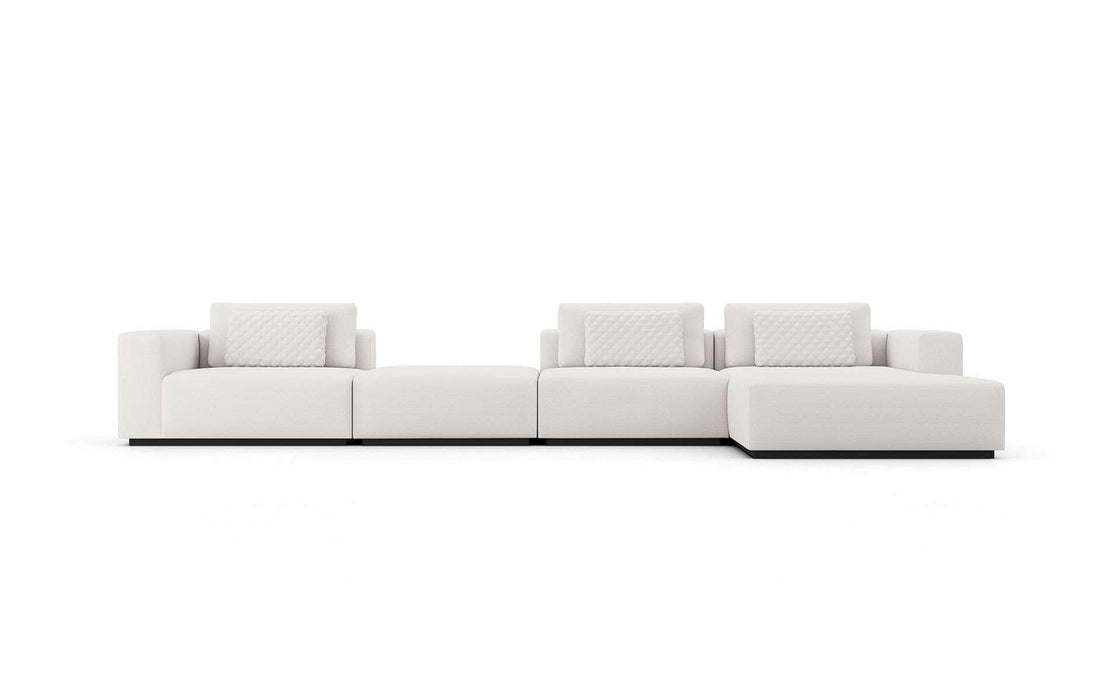 Modloft Sectional Chalk Fabric / Right Facing Chaise Spruce Modular Sectional Sofa with Chaise and Ottoman - Available in 2 Configurations