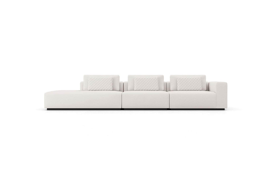 Modloft Sofa Chalk Fabric / Left Facing Chaise Spruce Modular Sofa with Large Armless Chair - Available in 2 Configurations