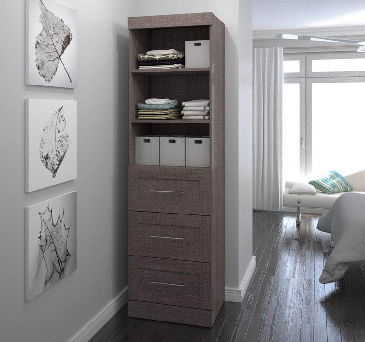 Modubox Bookcase Bark Grey Pur 25” Storage Unit with 3 Drawers - Available in 3 Colours