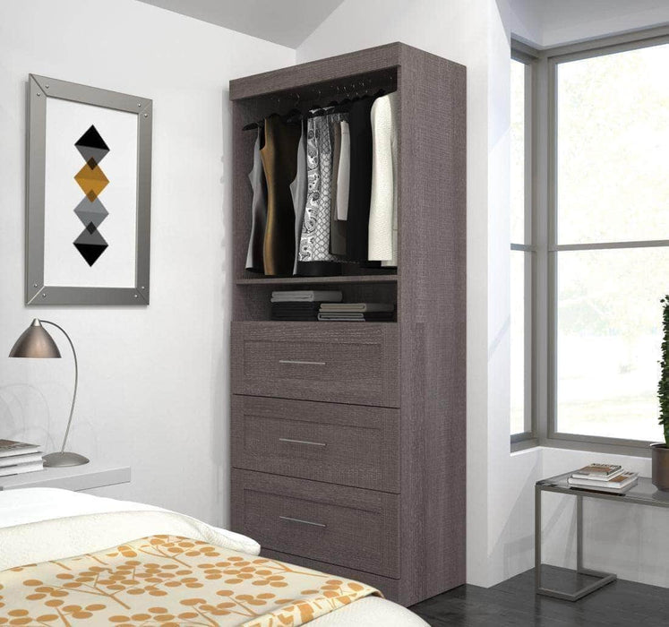 Modubox Bookcase Bark Grey Pur 36” Storage Unit with 3 Drawers - Available in 4 Colours