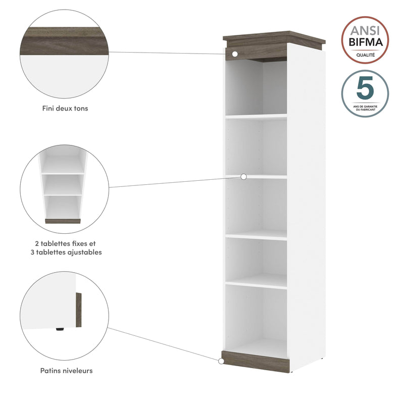Modubox Bookcase Orion 20"W Narrow Shelving Unit - Available in 2 Colours
