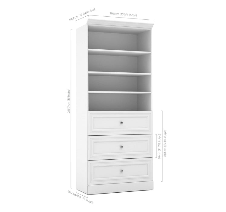 Modubox Bookcase Versatile 36” Storage Unit with 3 Drawers - Available in 2 Colours