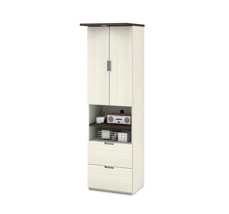 Modubox Bookcase White Chocolate Lumina Storage Unit with 2 Drawers - Available in 2 Colours