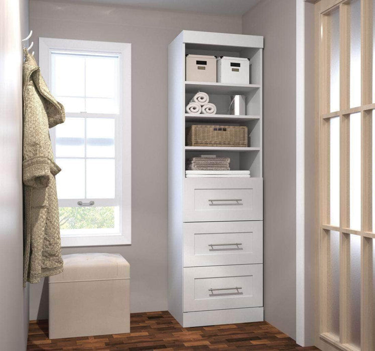 Modubox Bookcase White Pur 25” Storage Unit with 3 Drawers - Available in 3 Colours