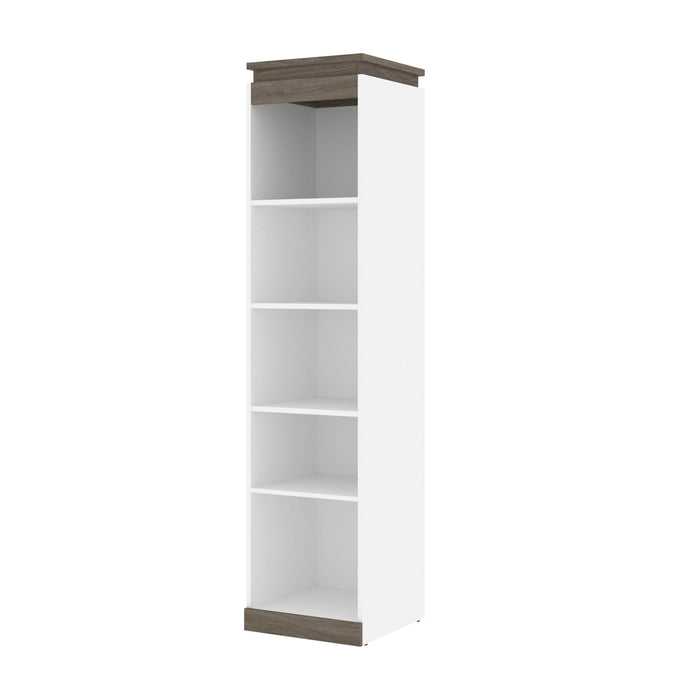 Modubox Bookcase White & Walnut Grey Orion 20"W Narrow Shelving Unit - Available in 2 Colours