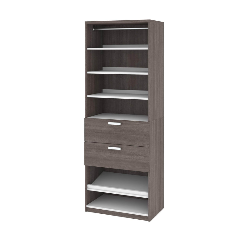 Modubox Closet Organizer Bark Grey & White Cielo 29.5” Closet Organizer with Drawers - Bark Grey & White