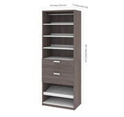 Modubox Closet Organizer Bark Grey & White Cielo 29.5” Closet Organizer with Drawers - Bark Grey & White