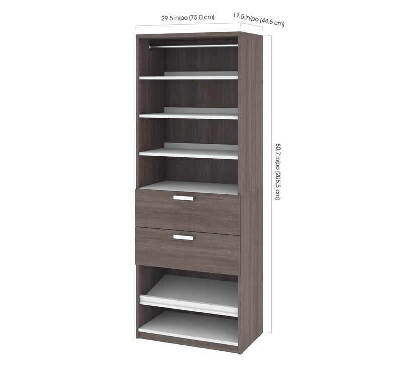 Modubox Closet Organizer Bark Grey & White Cielo 29.5” Closet Organizer with Drawers - Bark Grey & White