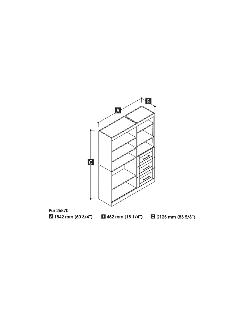 Modubox Closet Organizer Pur 61W Closet Organizer - Available in 3 Colours