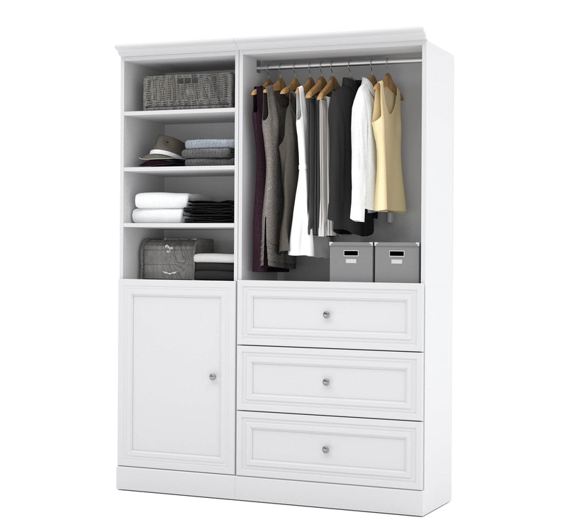Modubox Closet Organizer White Versatile 61” Closet Organizer with Drawers and Door - White