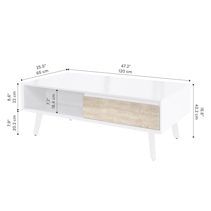 Modubox Coffee Table Adara 48W Coffee Table in UV White and Mountain Ash Grey