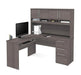 Modubox Computer Desk Bark Grey Innova L-Shaped Desk with Pedestal and Hutch - Available in 3 Colours