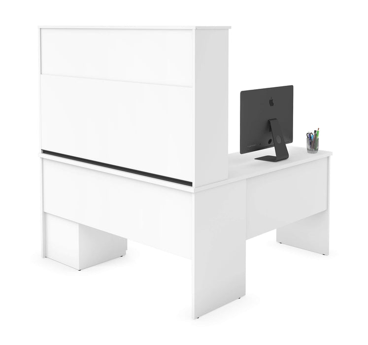 Modubox Computer Desk Innova L-Shaped Desk with Pedestal and Hutch - Available in 3 Colours