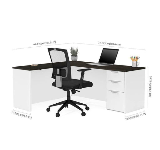 Modubox Computer Desk Pro-Concept Plus Closed Side L-Shaped Desk with Pedestal