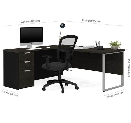 Modubox Computer Desk Pro-Concept Plus Open Side L-Shaped Desk with Pedestal