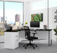 Modubox Computer Desk White & Deep Grey Pro-Concept Plus Open Side L-Shaped Desk with Pedestal