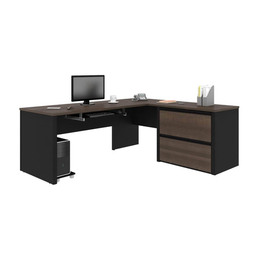 Modubox Desk Antigua & Black Connexion L-Shaped Desk with Lateral File Cabinet - Available in 3 Colours