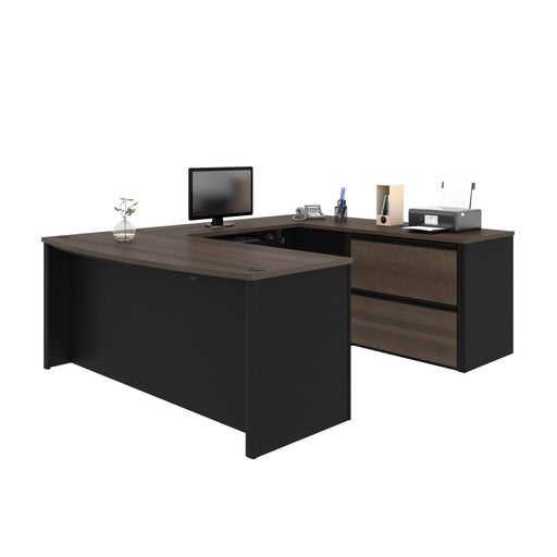 Modubox Desk Antigua & Black Connexion U-Shaped Executive Desk with Lateral File Cabinet - Available in 3 Colours