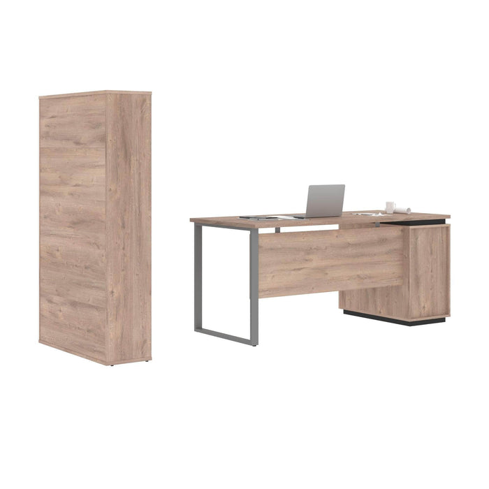 Modubox Desk Aquarius 2-Piece Set Including a Desk with Single Pedestal and a Storage Unit with 8 Cubbies - Available in 4 Colours