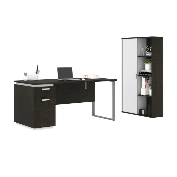 Modubox Desk Aquarius 2-Piece Set Including a Desk with Single Pedestal and a Storage Unit with 8 Cubbies - Available in 4 Colours