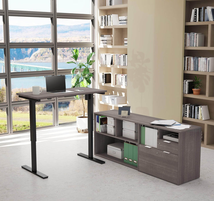 Modubox Desk Bark Grey i3 Plus 2-Piece Set Including a Standing Desk and Credenza - Available in 3 Colours