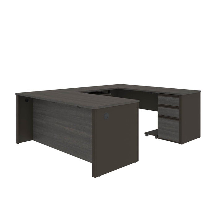 Modubox Desk Bark Grey & Slate Prestige+ U-Shaped Executive Desk with Pedestal - Available in 3 Colours